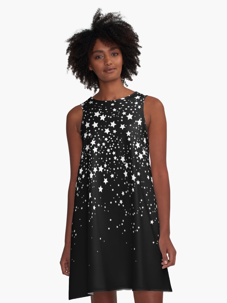 A-Linien Kleid for Sale mit Sternennacht Glitzer schwarz-weiß