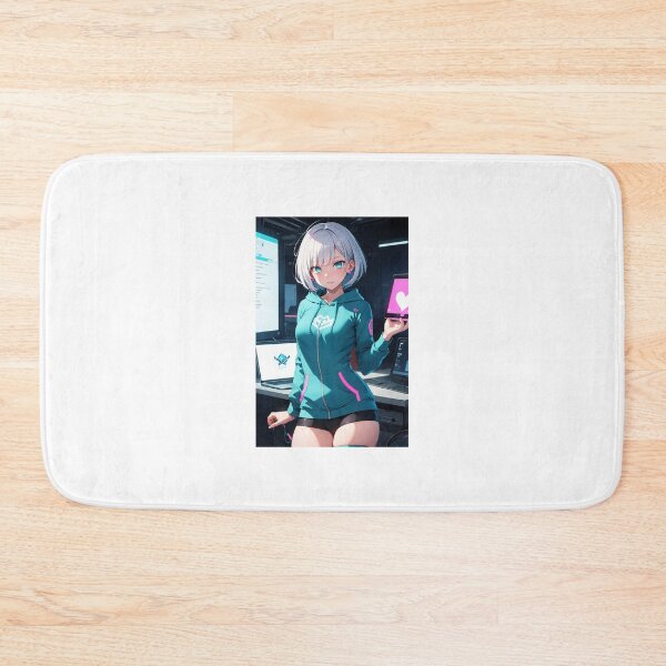 Item preview, Yawa Reitu Anime Gamer Girl Hacker Aesthetic - Teal Hoodie Art designed and sold by iloveanimechibi.