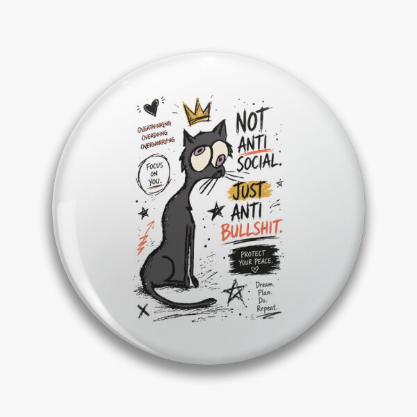 Item preview, Not Anti Social Just Anti Bullshit Funny Cat Art designed and sold by SpiralmoonDes.