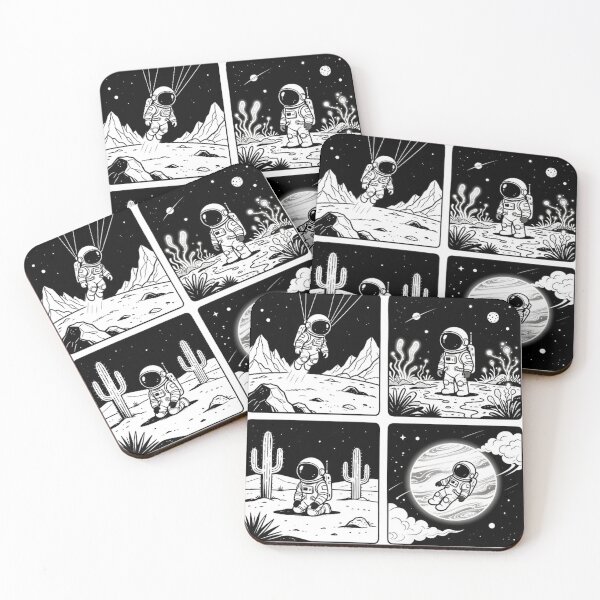 Item preview, Astronaut Space Collection - Black & White Cartoon Designs designed and sold by TeyArtWork.