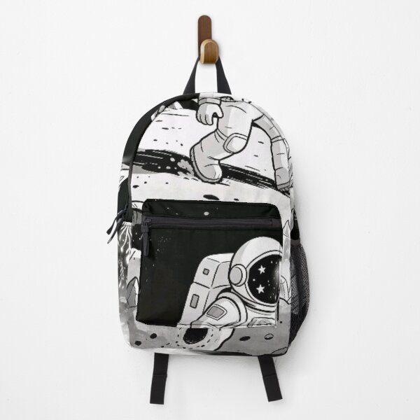 Item preview, Astronaut Exploring Alien Planet with UFO – Black & White Space Art designed and sold by TeyArtWork.