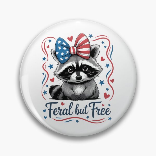 Item preview, Feral But Free Raccoon 4th Of July American Feral Girl designed and sold by SapfireStuArt.
