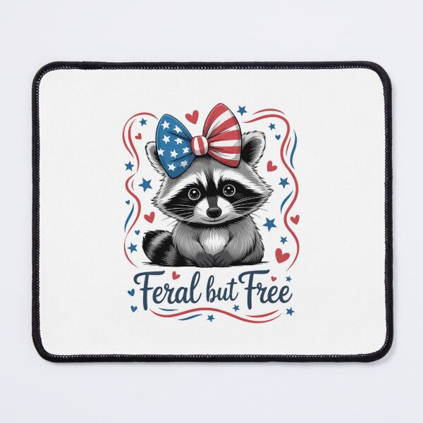 Item preview, Feral But Free Raccoon 4th Of July American Feral Girl designed and sold by SapfireStuArt.