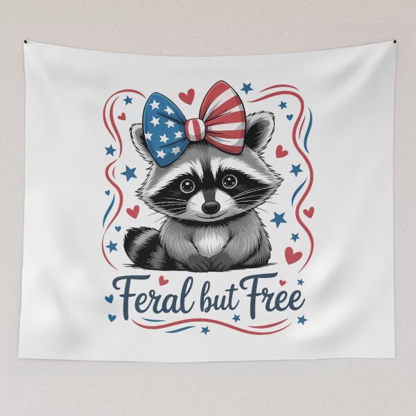 Item preview, Feral But Free Raccoon 4th Of July American Feral Girl designed and sold by SapfireStuArt.
