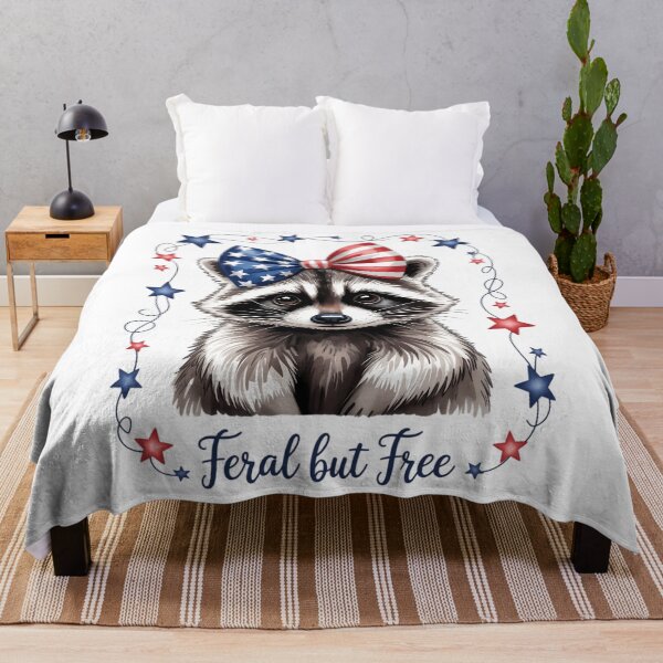 Item preview, Feral But Free Raccoon 4th Of July American Feral designed and sold by SapfireStuArt.