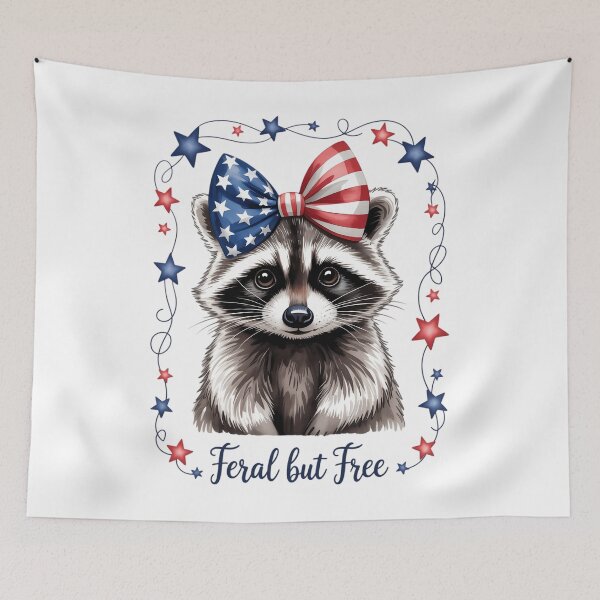 Item preview, Feral But Free Raccoon 4th Of July American Feral designed and sold by SapfireStuArt.
