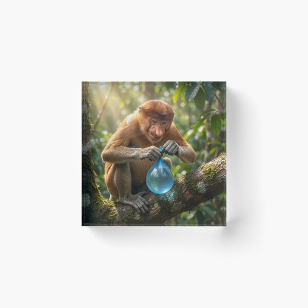Item preview, Mischievous Proboscis Monkey Drops Water Balloon designed and sold by Tridentulus.