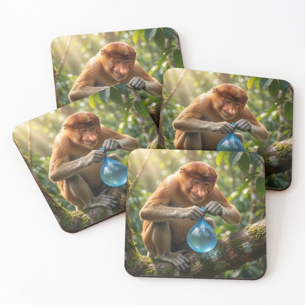 Item preview, Mischievous Proboscis Monkey Drops Water Balloon designed and sold by Tridentulus.
