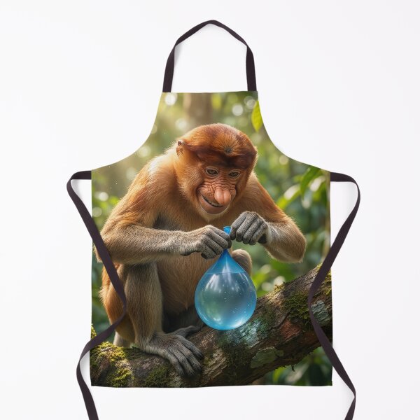 Item preview, Mischievous Proboscis Monkey Drops Water Balloon designed and sold by Tridentulus.