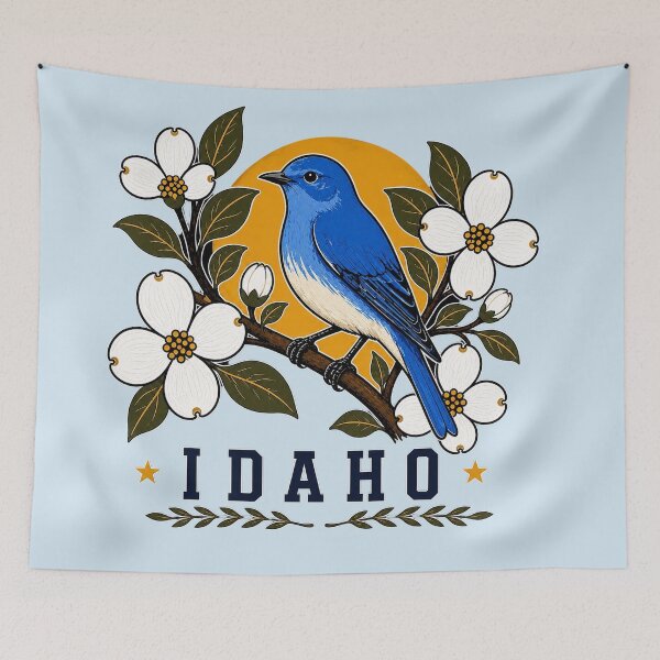Item preview, Idaho Mountain Bluebird & Syringa Vintage Homage designed and sold by The-Drip-Studio.