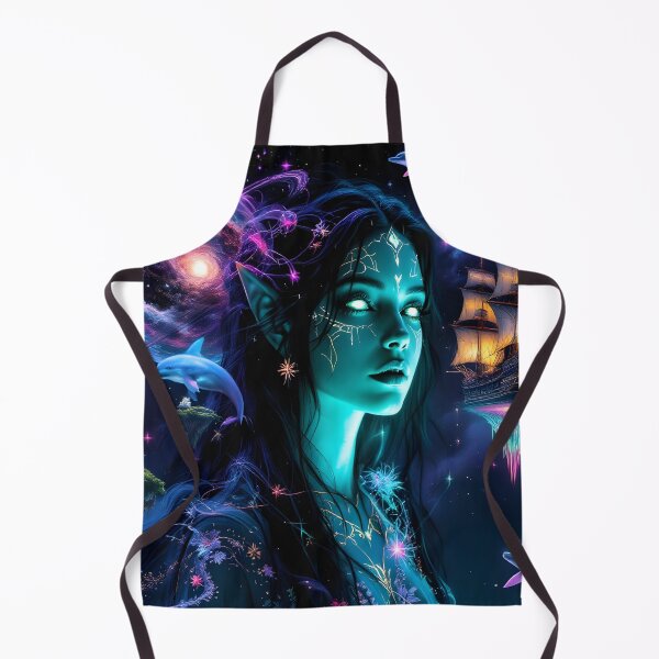 Item preview, Cosmic Elf Goddess  Neon Galaxy Fantasy Portrait & Celestial Space Art designed and sold by DreamyWallVibes.