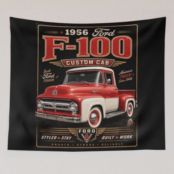 Item preview, 1956 Ford F-100 Custom Cab Classic Pickup Truck Vintage Two-Tone Art designed and sold by TheArtOfCar.