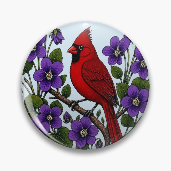 Item preview, Illinois Cardinal & Native Violets Vintage Homage designed and sold by The-Drip-Studio.