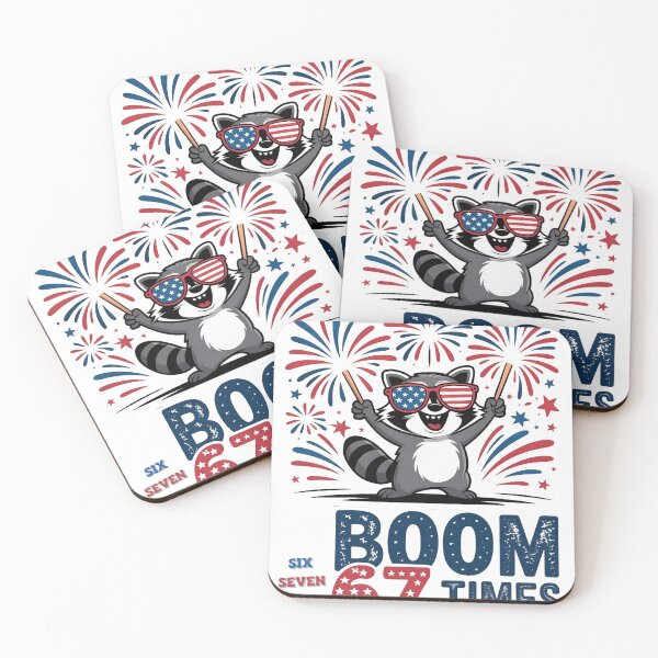 Item preview, Six Seven Meme Raccoon Patriotic Fireworks Graphic designed and sold by Majnon8bp.