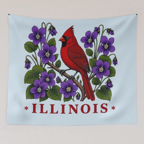 Item preview, Illinois Cardinal & Native Violets Vintage Homage designed and sold by The-Drip-Studio.