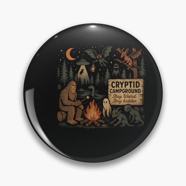 Item preview, Cryptid Campground Bigfoot Mothman Aliens Loch Ness Monster designed and sold by FrankIsabel.