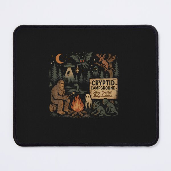 Item preview, Cryptid Campground Bigfoot Mothman Aliens Loch Ness Monster designed and sold by FrankIsabel.