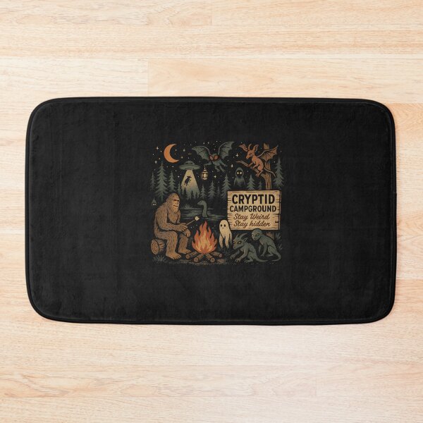 Item preview, Cryptid Campground Bigfoot Mothman Aliens Loch Ness Monster designed and sold by FrankIsabel.
