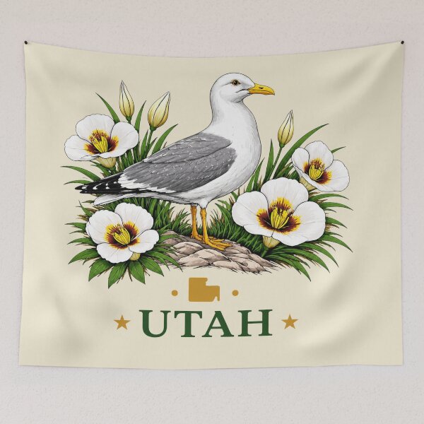 Item preview, Utah Gull & Sego Lily Homage designed and sold by The-Drip-Studio.