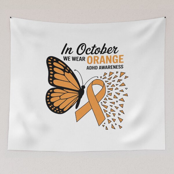 Item preview, In October We Wear Orange Butterfly ADHD Awareness designed and sold by fferomananul.