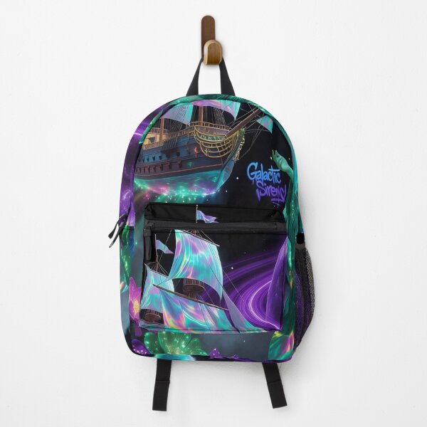 Item preview, Galactic Siren Dreamscape | Neon Fantasy Space Ship & Cosmic Dolphins Art Print designed and sold by DreamyWallVibes.
