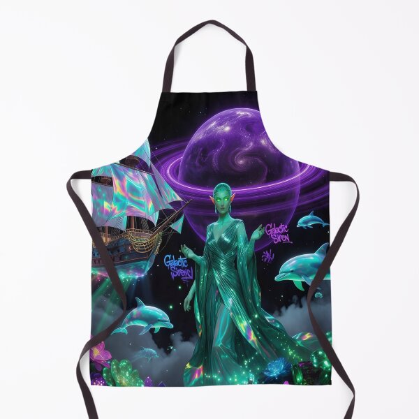 Item preview, Galactic Siren Dreamscape | Neon Fantasy Space Ship & Cosmic Dolphins Art Print designed and sold by DreamyWallVibes.