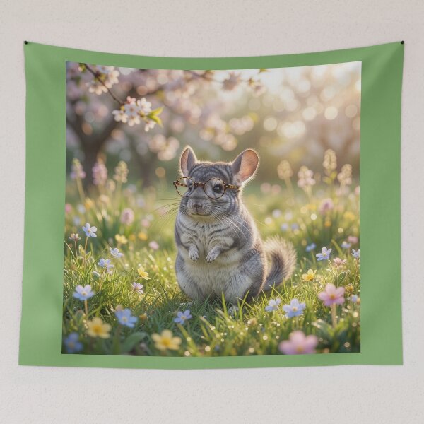 Item preview, Myopic Chinchilla in a Blooming Meadow  designed and sold by Tridentulus.