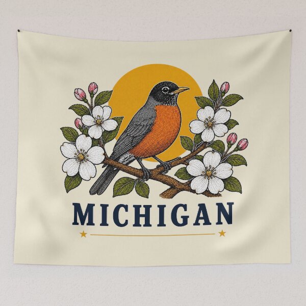 Item preview, Michigan Robin & Apple Blossom Homage designed and sold by The-Drip-Studio.
