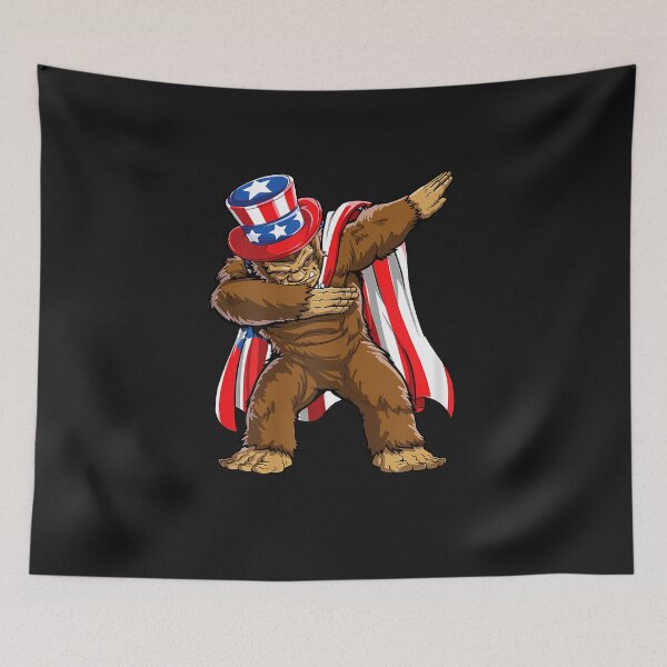 Item preview, Dabbing Bigfoot 4th of July Sasquatch American Flag designed and sold by FrankIsabel.