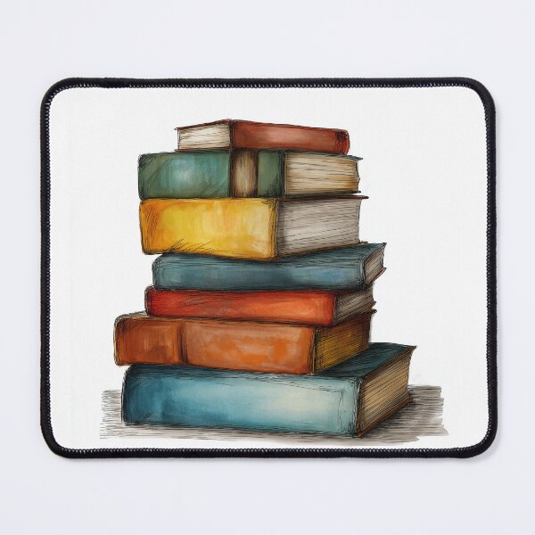 Item preview, Watercolour illustration of a stack of very colourful books designed and sold by Roxane Bay.