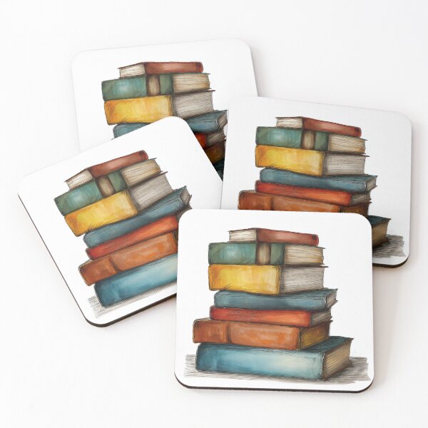 Item preview, Watercolour illustration of a stack of very colourful books designed and sold by Roxane Bay.