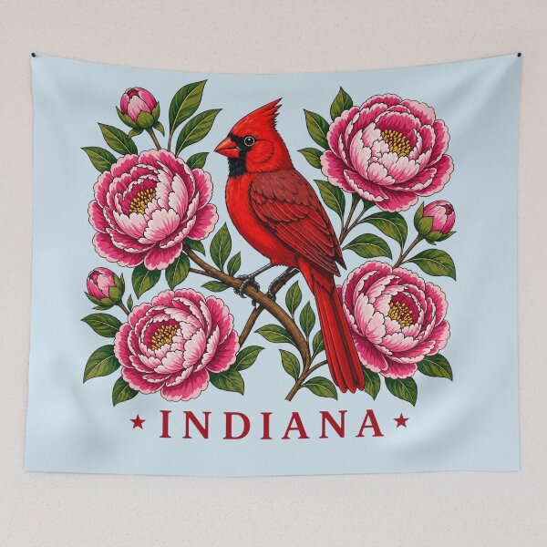 Item preview, Indiana Cardinal & Peonies Vintage Homage designed and sold by The-Drip-Studio.