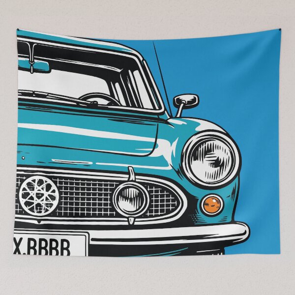 Item preview, Teal Classic Vintage Car Front View Art designed and sold by RamyGallery.