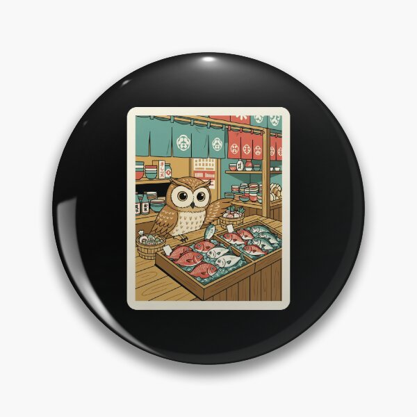 Item preview, Owl Fish Market Japanese Vintage Illustration designed and sold by JordynLadukeg65.