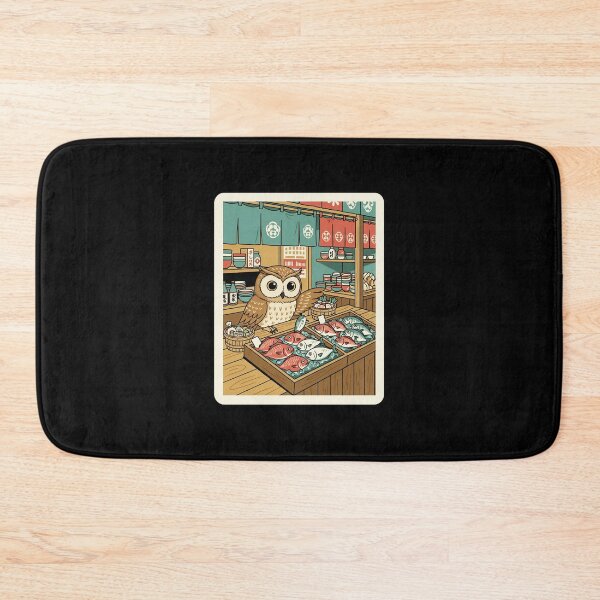 Item preview, Owl Fish Market Japanese Vintage Illustration designed and sold by JordynLadukeg65.