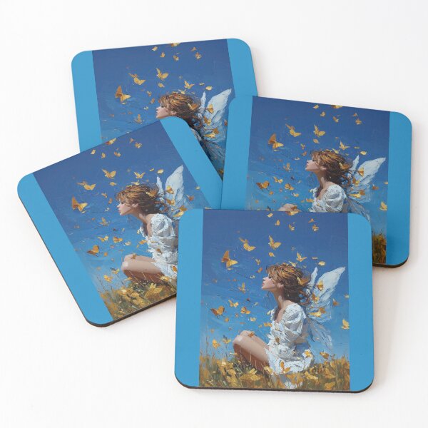 Item preview, Ethereal Butterfly Fairy in Golden Meadow Painting designed and sold by colorful-white.