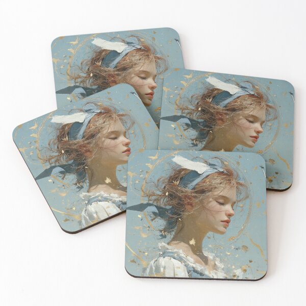 Item preview, Graceful Girl with Golden Sparkles Digital Painting designed and sold by colorful-white.