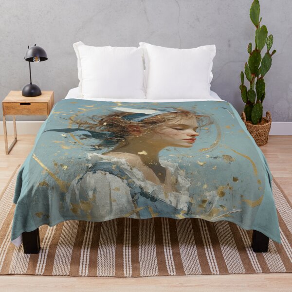 Item preview, Graceful Girl with Golden Sparkles Digital Painting designed and sold by colorful-white.
