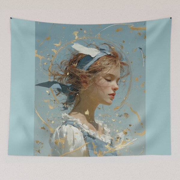 Item preview, Graceful Girl with Golden Sparkles Digital Painting designed and sold by colorful-white.