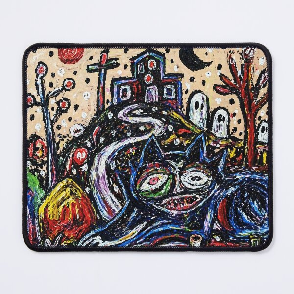Item preview, Creepy Cat Graveyard Outsider Painting designed and sold by Modaozushi216.