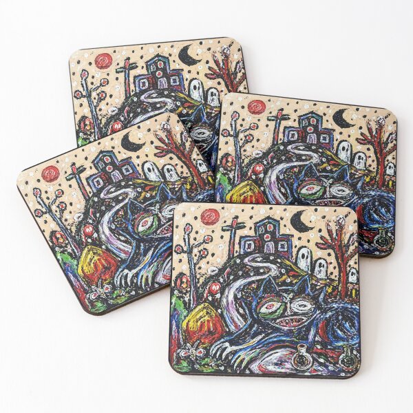 Item preview, Creepy Cat Graveyard Outsider Painting designed and sold by Modaozushi216.