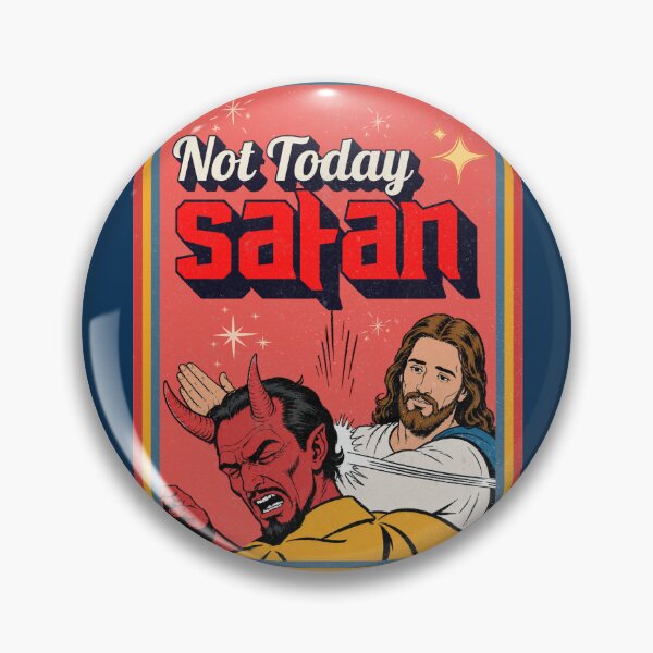 Item preview, Not Today Satan — Retro Jesus Satan Clash Graphic designed and sold by Alt Christian.
