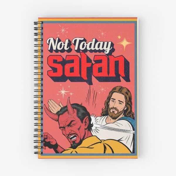 Item preview, Not Today Satan — Retro Jesus Satan Clash Graphic designed and sold by Alt Christian.