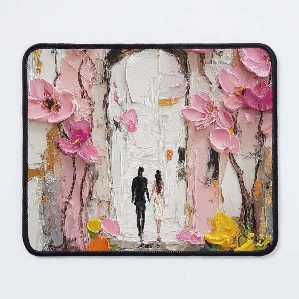Item preview, Romantic Couple Walking Under Pink Floral Arch designed and sold by colorful-white.