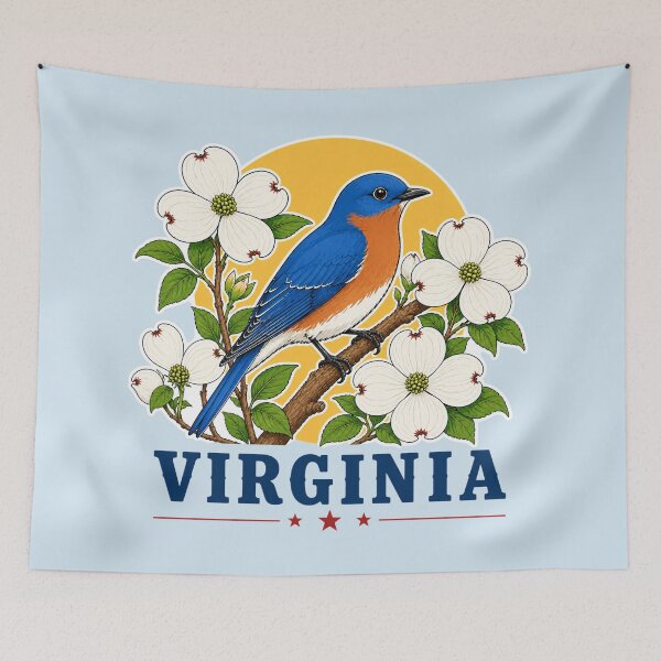 Item preview, Virginia Bluebird & Dogwood Heritage Graphic designed and sold by The-Drip-Studio.