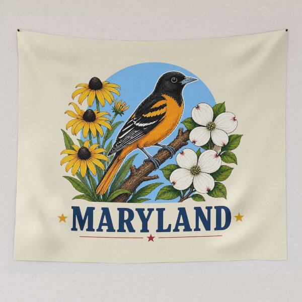 Item preview, Maryland Oriole & Black-Eyed Susan Heritage Graphic designed and sold by The-Drip-Studio.