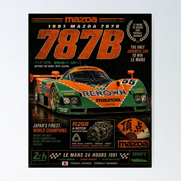 ☆m’s☆shopページ 1991 Mazda 787B R26B Rotary JDM Racing Legend Vintage Art