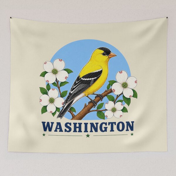 Item preview, Washington Goldfinch & Pacific Dogwood Homage designed and sold by The-Drip-Studio.
