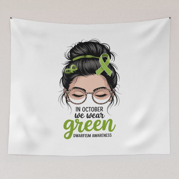 Item preview, In October We Wear Green Dwarfism Awareness Messy Bun designed and sold by grounabslaninal.