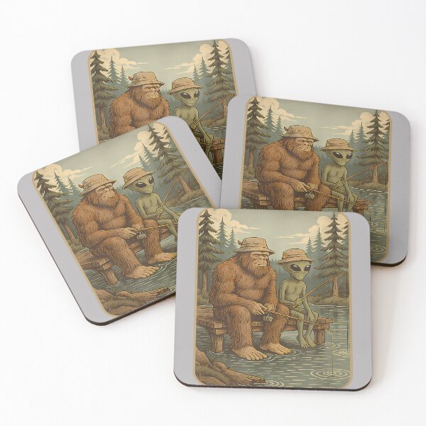 Item preview, Bigfoot Alien Fishing Men Boys Sasquatch Fishing Distressed designed and sold by GreggRoss.